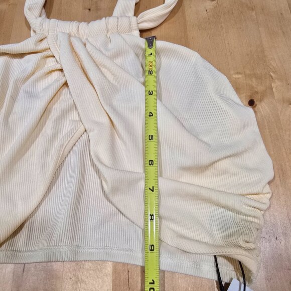 NWT Cider Women’s Tank Sz XL Crop Top Straps split breast butterfly pale yellow - Picture 6 of 6
